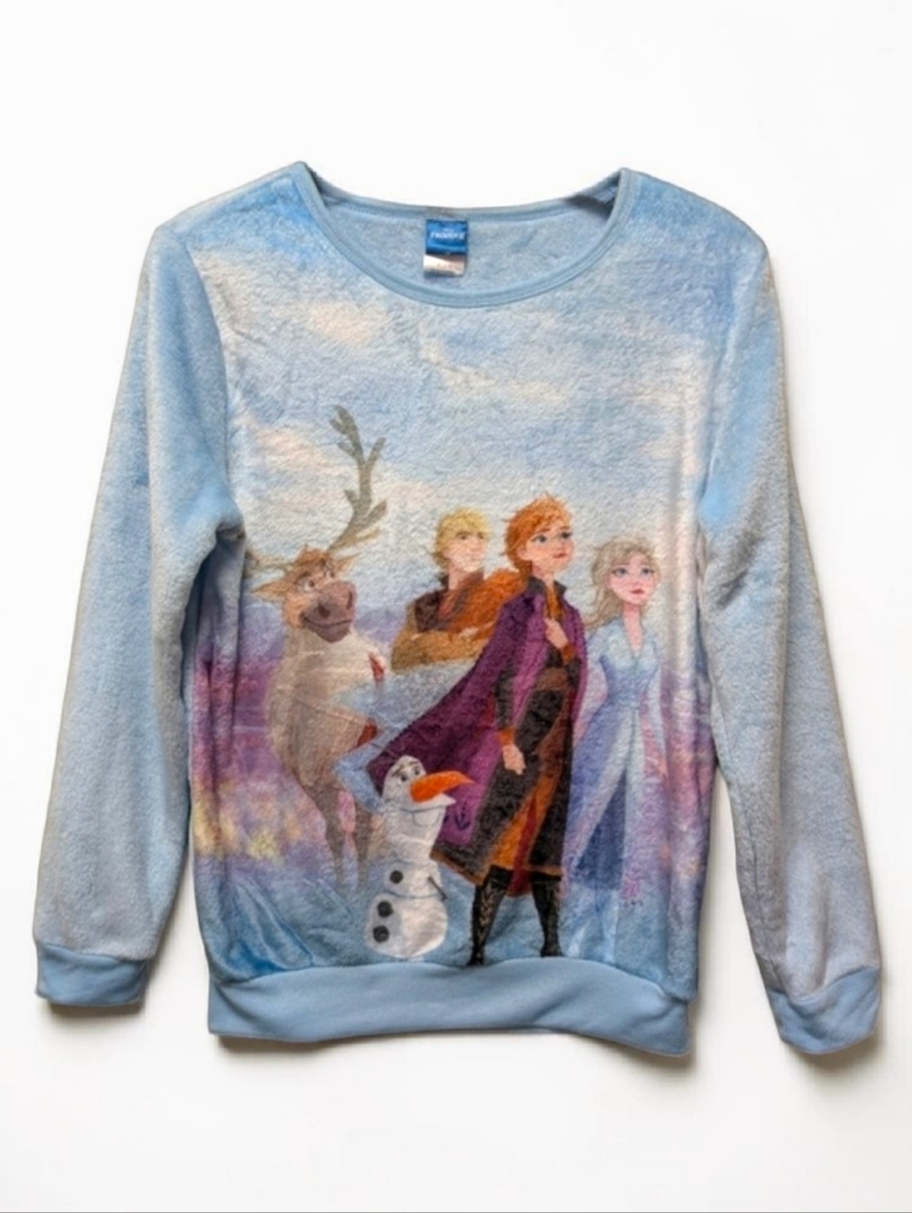 Frozen II Cozy Plush Long Sleeve Graphic Print Sky Blue Pullover NEW XL 16